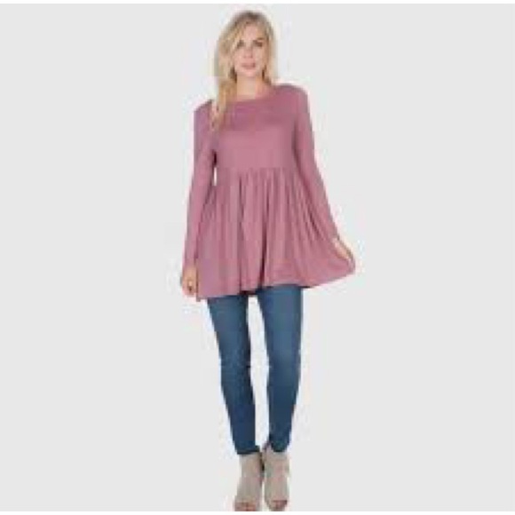 ZENANA Dusty Rose Babydoll Top - Picture 3 of 10